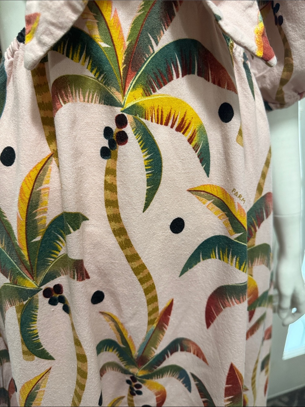 Farm Rio Cotton Pink Tropical Tie-Front Midi Dress Size Medium - Picture 8 of 16